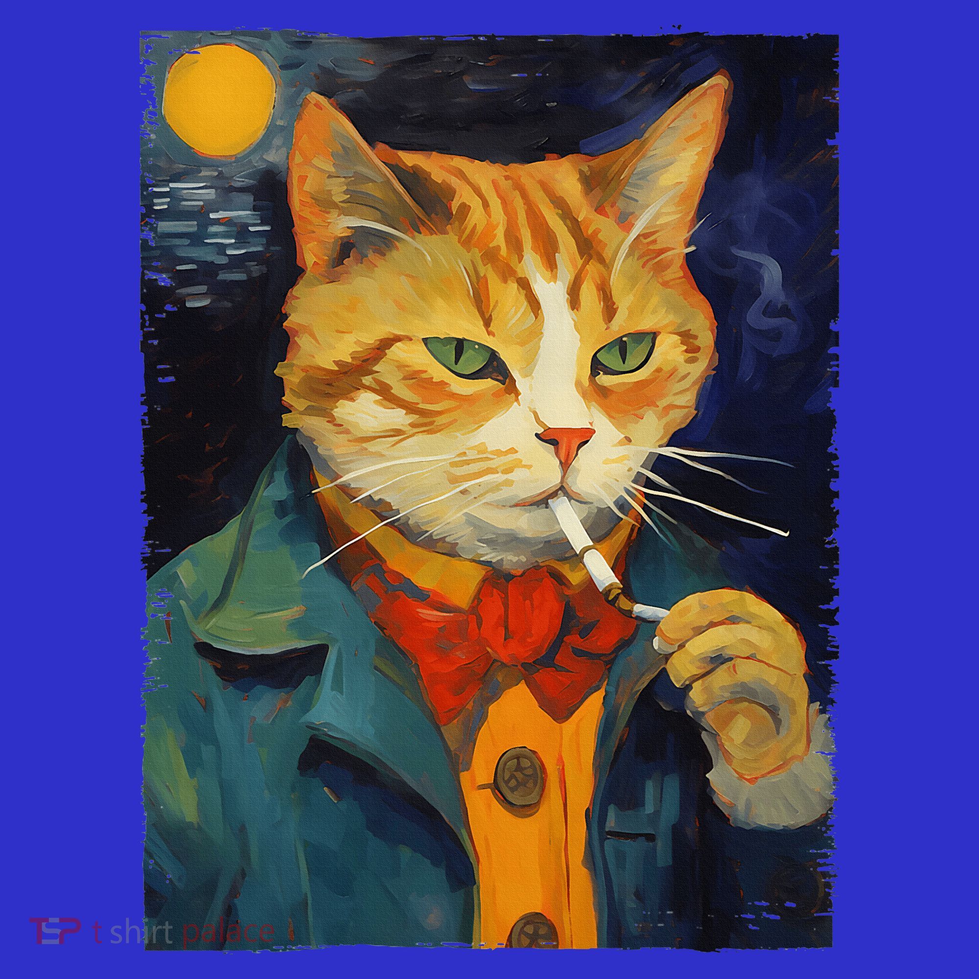 A Painting Of A Cat Smoking Cigarette Cat Art Funny Apron