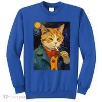 A Painting Of A Cat Smoking Cigarette Cat Art Funny Sweatshirt thumb 0