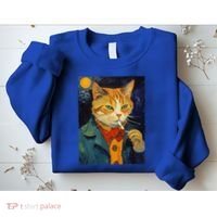 A Painting Of A Cat Smoking Cigarette Cat Art Funny Sweatshirt thumb 2
