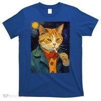 A Painting Of A Cat Smoking Cigarette Cat Art Funny T-Shirt thumb 0