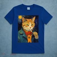 A Painting Of A Cat Smoking Cigarette Cat Art Funny T-Shirt thumb 5