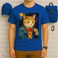 A Painting Of A Cat Smoking Cigarette Cat Art Funny T-Shirt thumb 6