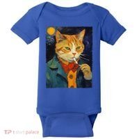 A Painting Of A Cat Smoking Cigarette Cat Art Funny Baby Bodysuit thumb 0