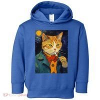 A Painting Of A Cat Smoking Cigarette Cat Art Funny Toddler Hoodie thumb 0