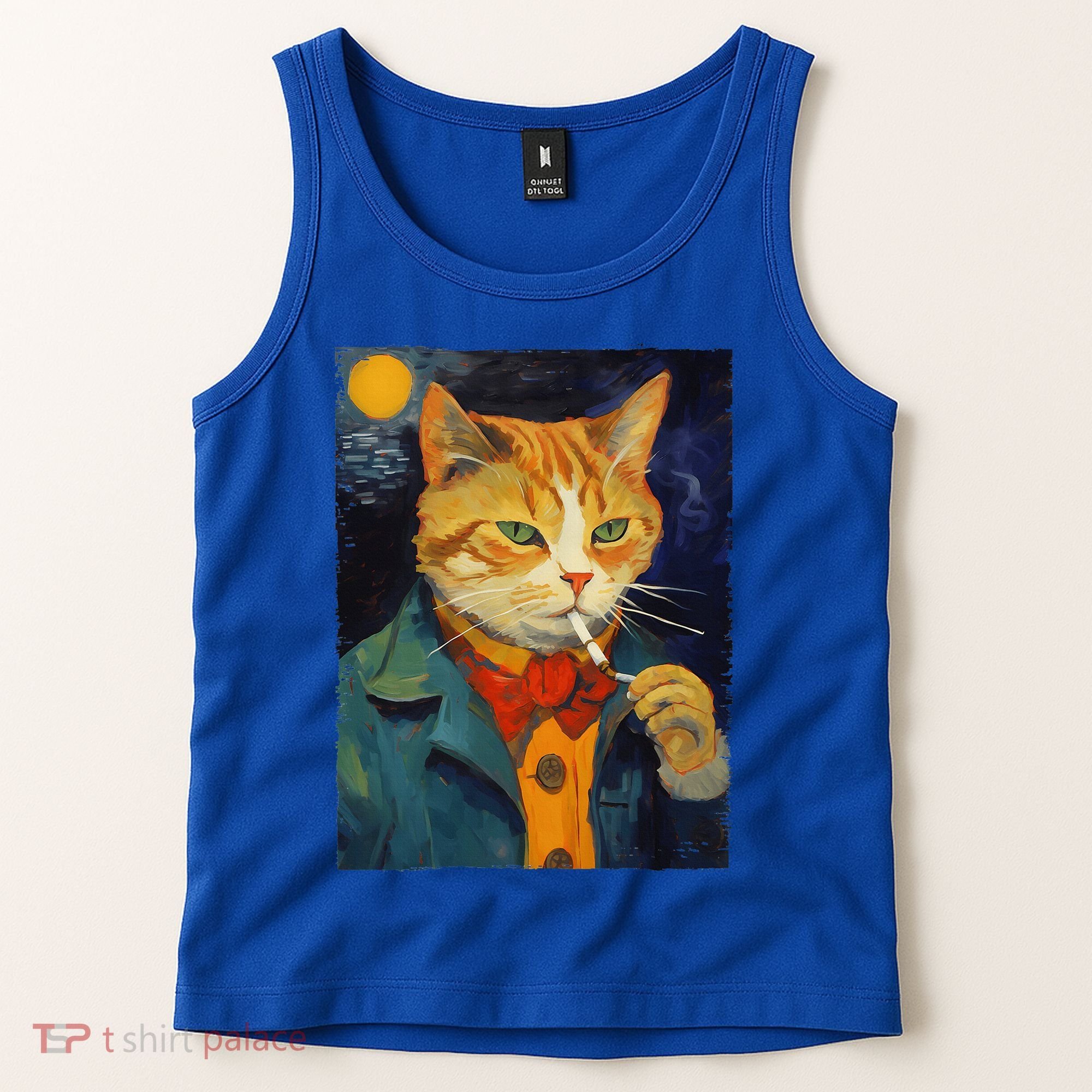 A Painting Of A Cat Smoking Cigarette Cat Art Funny Tank Top