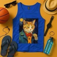 A Painting Of A Cat Smoking Cigarette Cat Art Funny Tank Top thumb 4