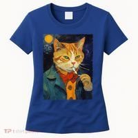 A Painting Of A Cat Smoking Cigarette Cat Art Funny Women's T-Shirt thumb 0