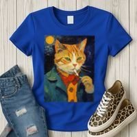 A Painting Of A Cat Smoking Cigarette Cat Art Funny Women's T-Shirt thumb 3