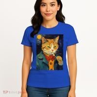 A Painting Of A Cat Smoking Cigarette Cat Art Funny Women's T-Shirt thumb 4