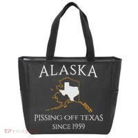 Alaska Pissing Off Texas Since 1959 Size State Tote Bag thumb 0