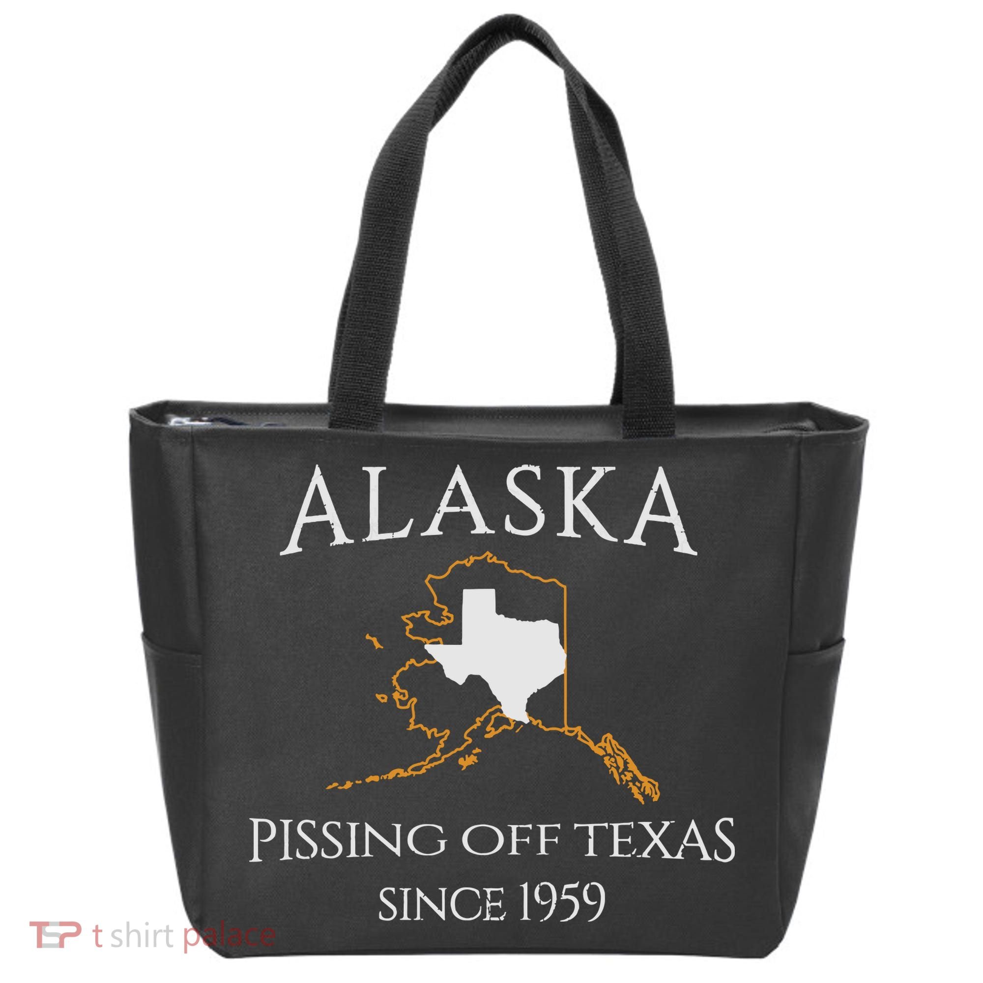Alaska Pissing Off Texas Since 1959 Size State Tote Bag
