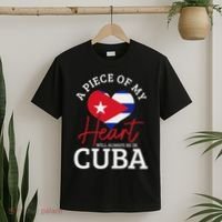 A Peace Of My Heart Will Always In Cuba Cuban Flag Pride T-Shirt thumb 2