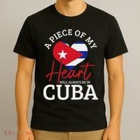 A Peace Of My Heart Will Always In Cuba Cuban Flag Pride T-Shirt thumb 3
