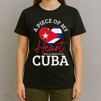 A Peace Of My Heart Will Always In Cuba Cuban Flag Pride T-Shirt thumb 4