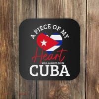 A Peace Of My Heart Will Always In Cuba Cuban Flag Pride Coaster thumb 0