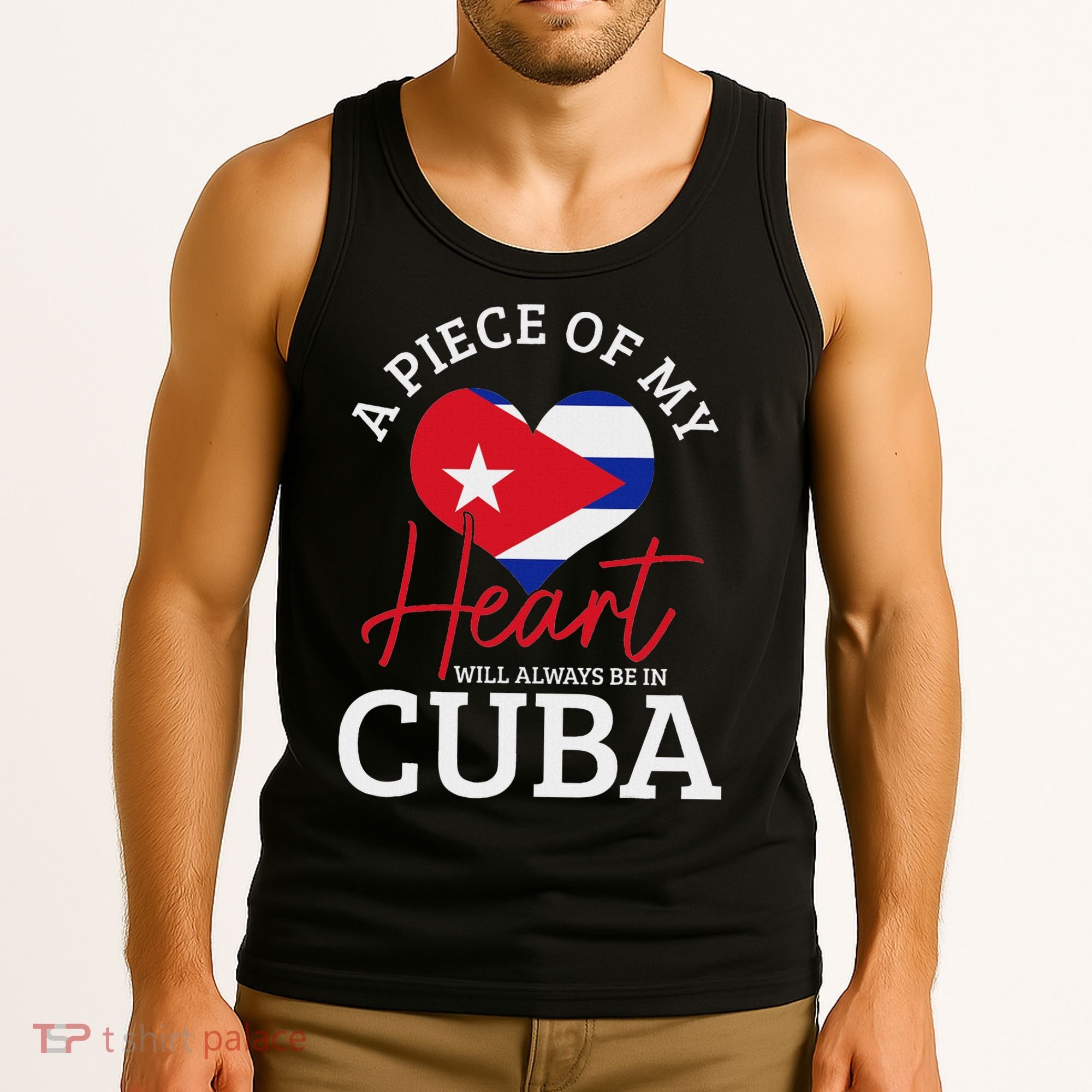 A Peace Of My Heart Will Always In Cuba Cuban Flag Pride Tank Top