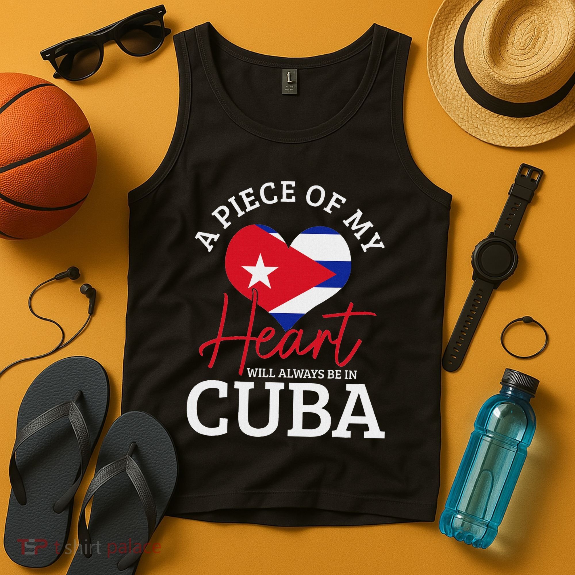 A Peace Of My Heart Will Always In Cuba Cuban Flag Pride Tank Top