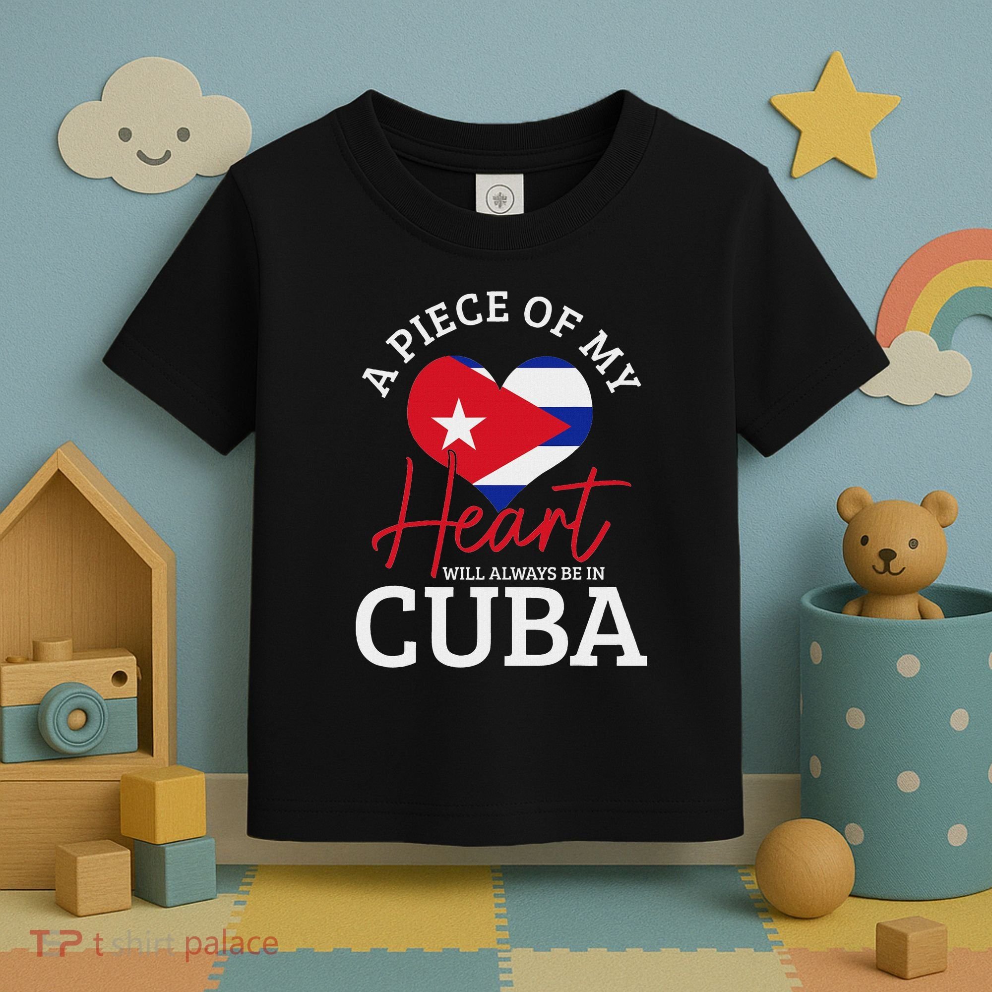 A Peace Of My Heart Will Always In Cuba Cuban Flag Pride Toddler T-Shirt