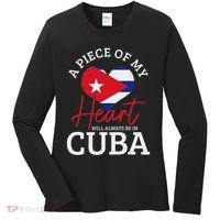A Peace Of My Heart Will Always In Cuba Cuban Flag Pride Women's Long Sleeve Shirt thumb 0