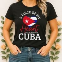A Peace Of My Heart Will Always In Cuba Cuban Flag Pride Women's T-Shirt thumb 2