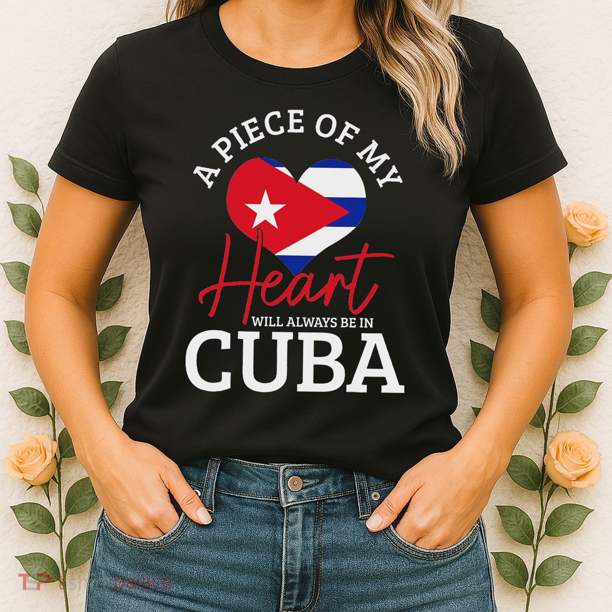 A Peace Of My Heart Will Always In Cuba Cuban Flag Pride Women's T-Shirt