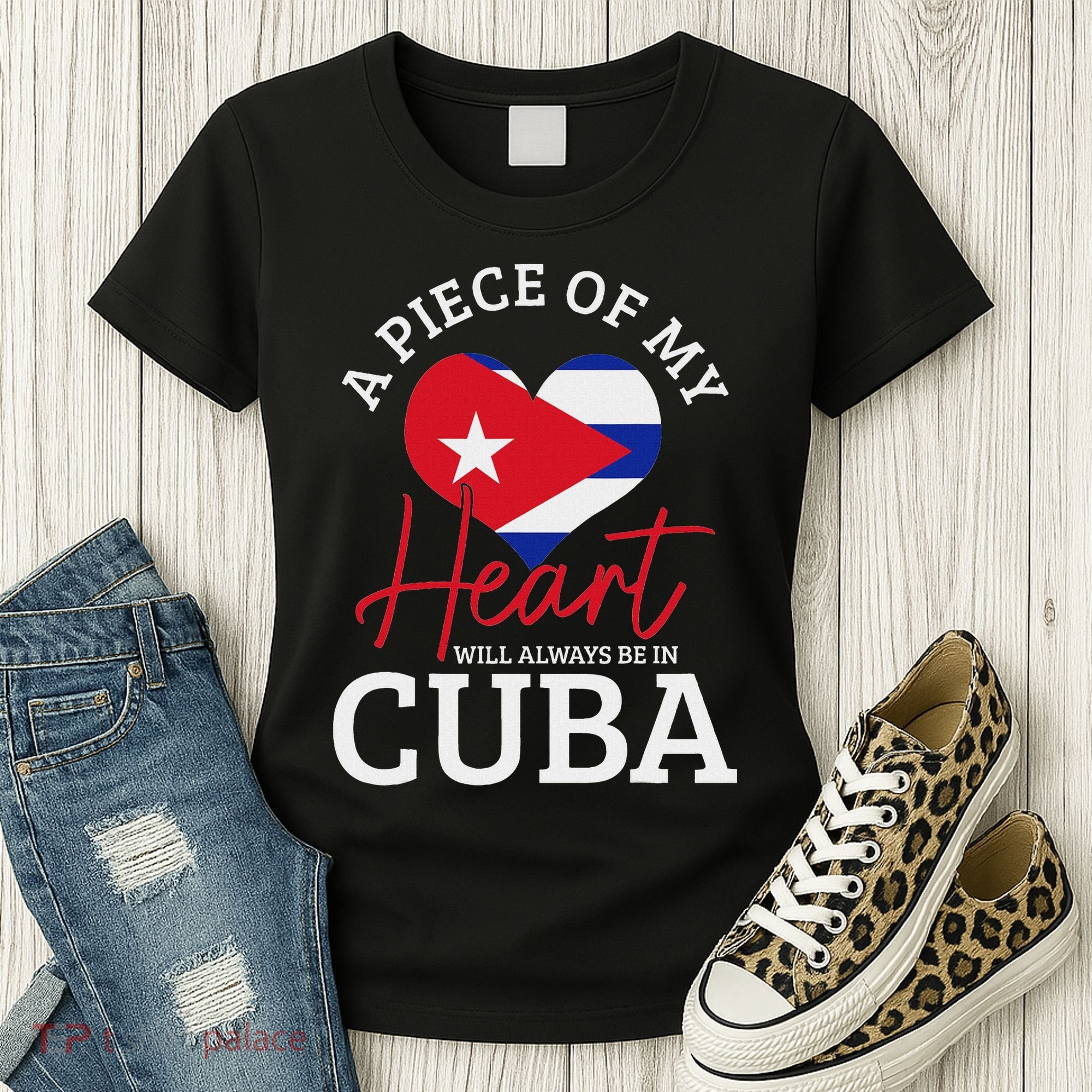 A Peace Of My Heart Will Always In Cuba Cuban Flag Pride Women's T-Shirt