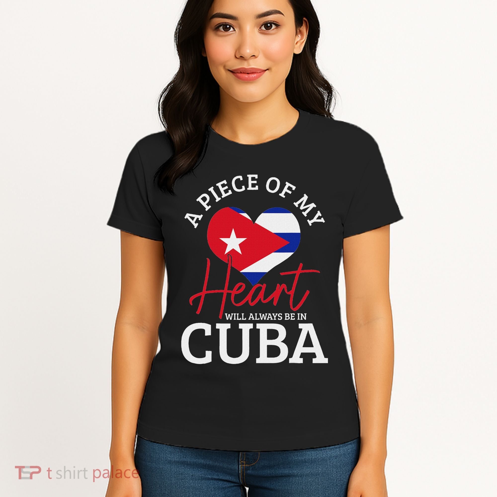 A Peace Of My Heart Will Always In Cuba Cuban Flag Pride Women's T-Shirt