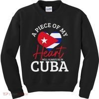 A Peace Of My Heart Will Always In Cuba Cuban Flag Pride Kids Sweatshirt thumb 0