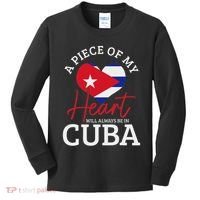 A Peace Of My Heart Will Always In Cuba Cuban Flag Pride Kids Long Sleeve Shirt thumb 0