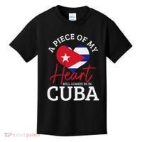 A Peace Of My Heart Will Always In Cuba Cuban Flag Pride Kids T-Shirt thumb 0