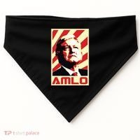 Amlo President Of Mexico Retro Propaganda USA-Made Doggie Bandana thumb 0