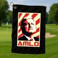 Amlo President Of Mexico Retro Propaganda Golf Towel thumb 1