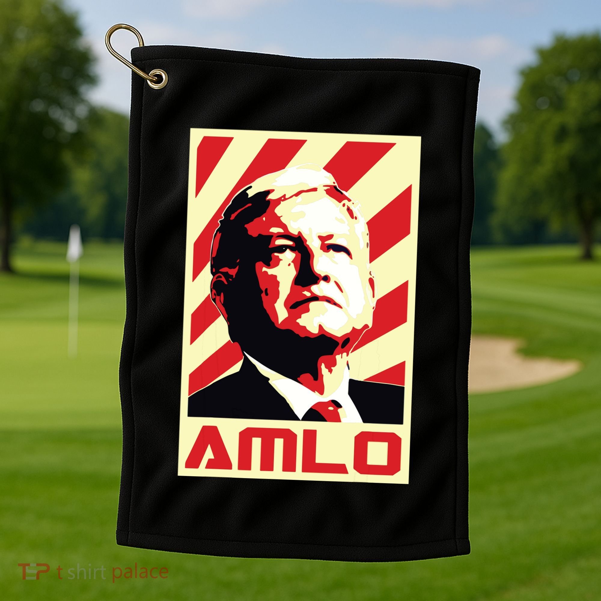 Amlo President Of Mexico Retro Propaganda Golf Towel