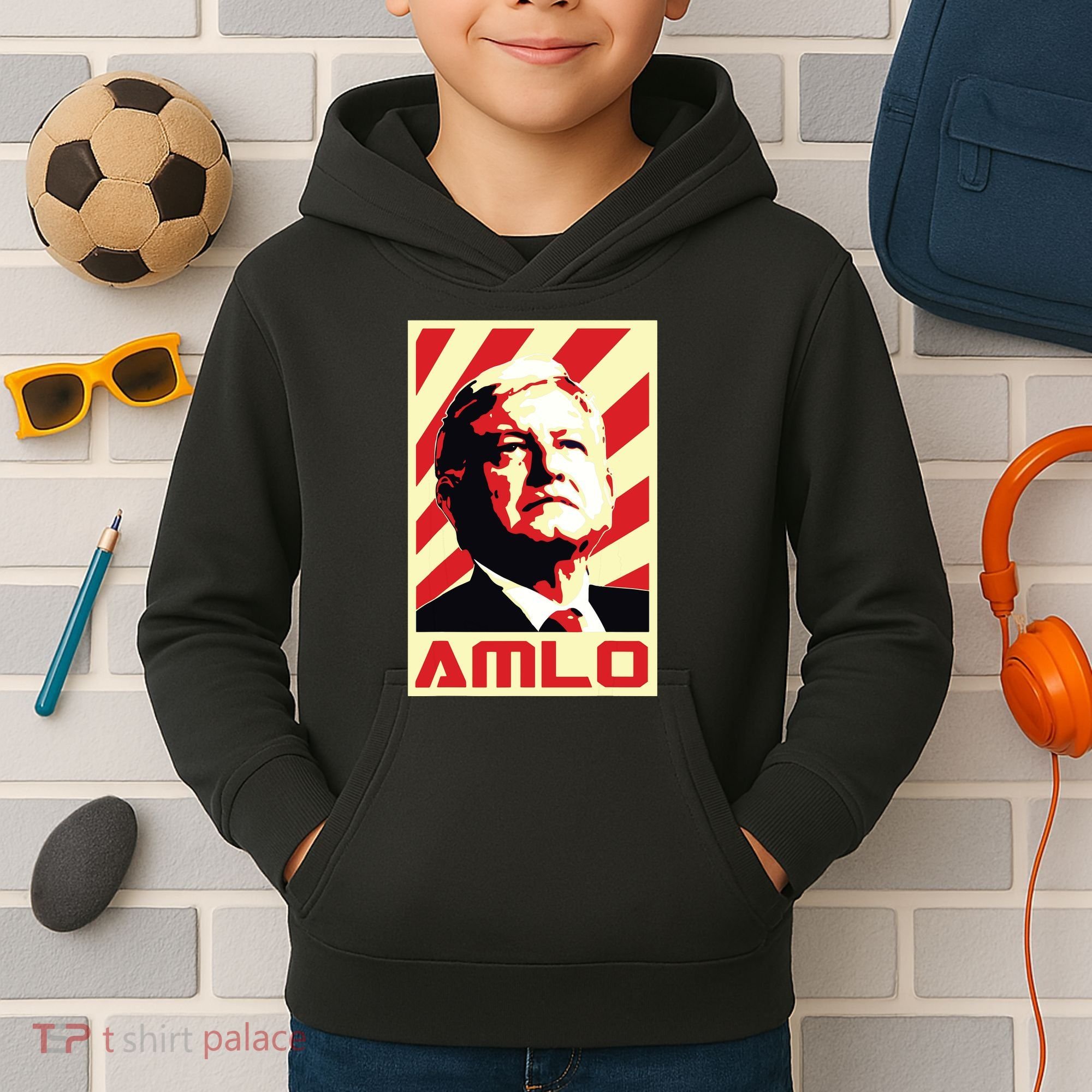 Amlo President Of Mexico Retro Propaganda Kids Hoodie