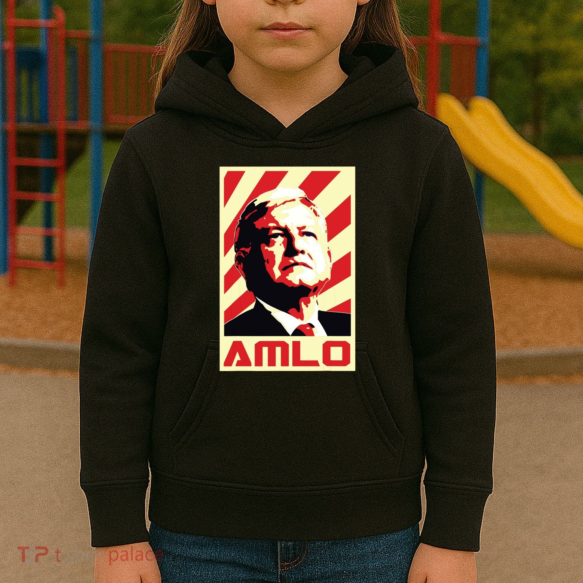 Amlo President Of Mexico Retro Propaganda Kids Hoodie