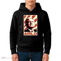 Amlo President Of Mexico Retro Propaganda Kids Hoodie thumb 4