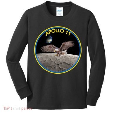 Apollo 11 Emblem Moon Landing Bald Eagle Kids Long Sleeve Shirt