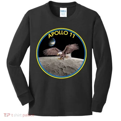 Apollo 11 Emblem Moon Landing Bald Eagle Kids Long Sleeve Shirt