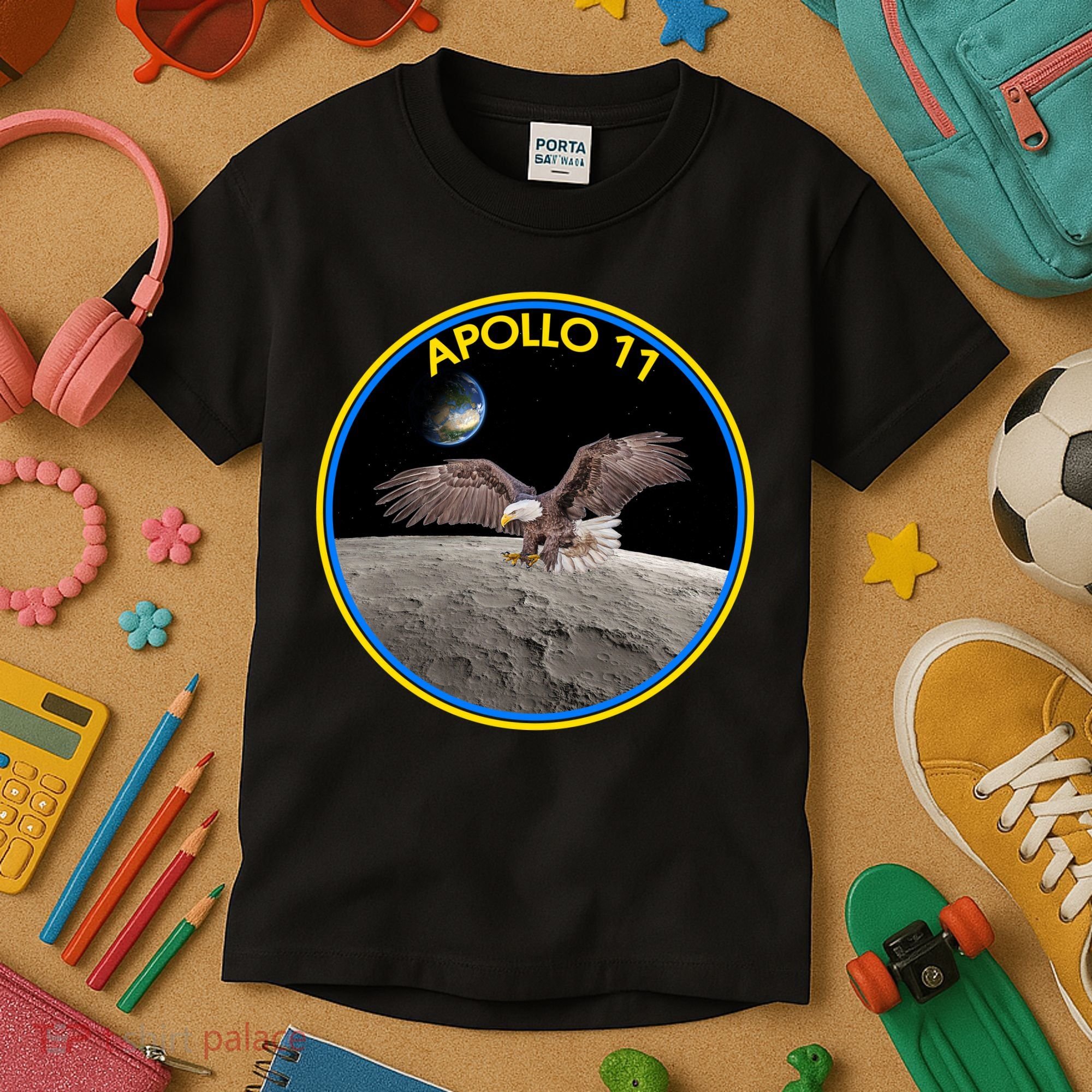 Apollo 11 Emblem Moon Landing Bald Eagle Kids T-Shirt