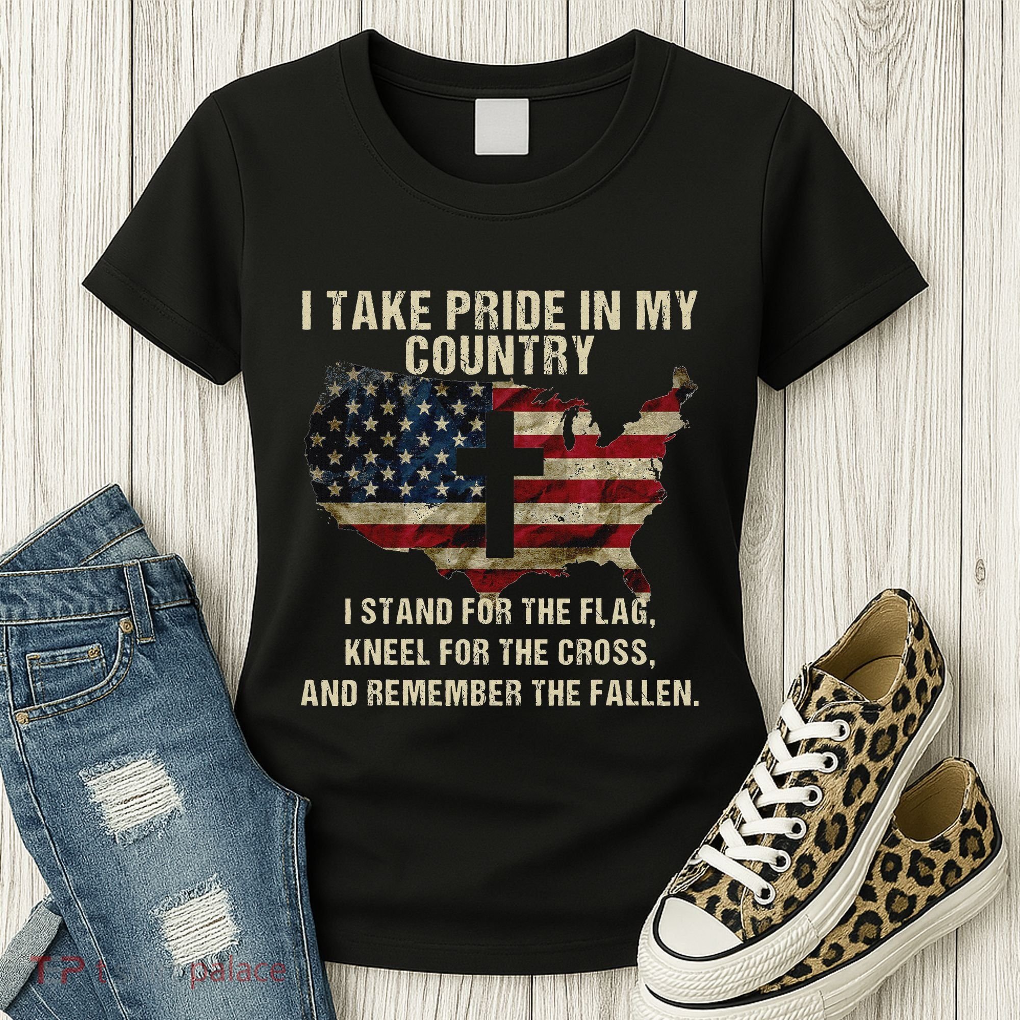 American Pride Patriotic American Flag Women's T-Shirt