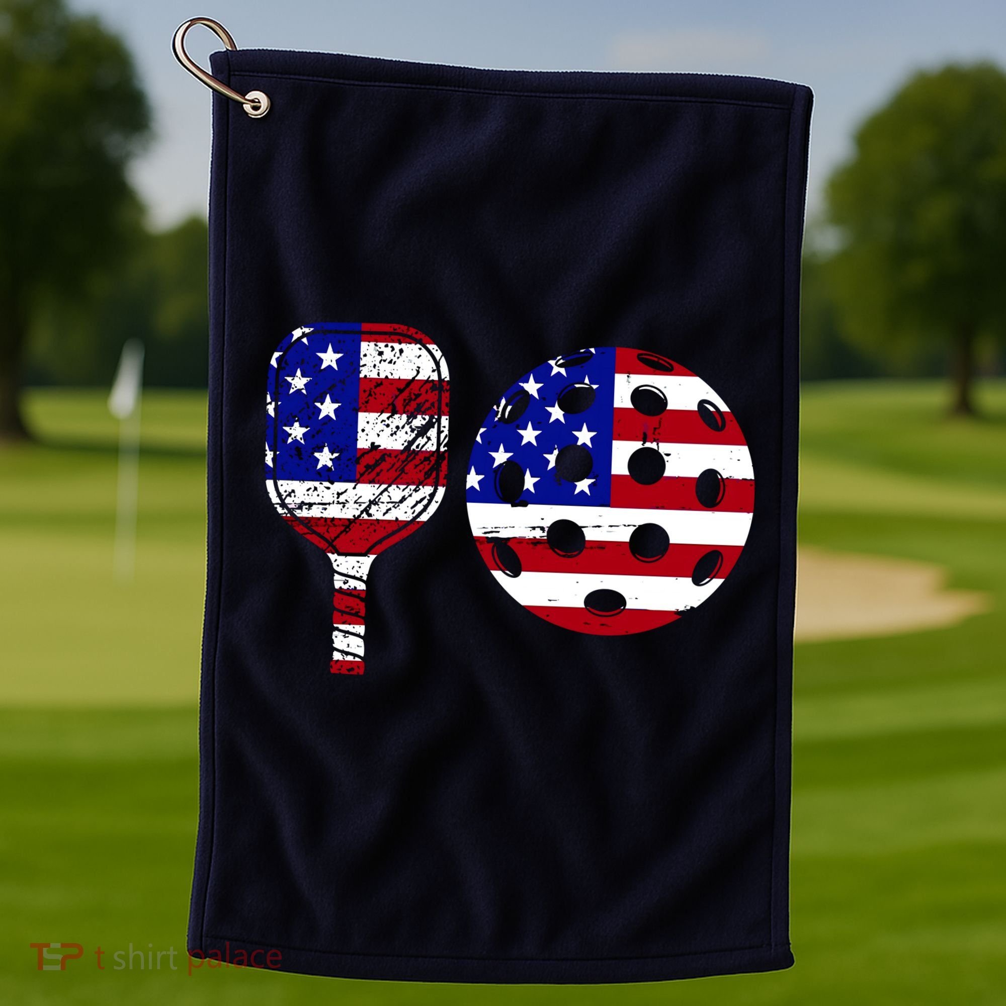 American Pickleball Paddle And Ball Golf Towel