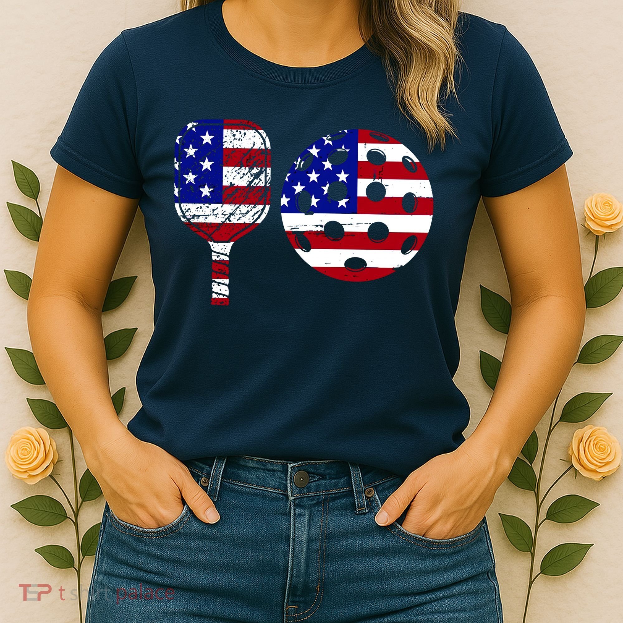 American Pickleball Paddle And Ball Women's T-Shirt