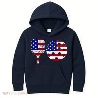 American Pickleball Paddle And Ball Kids Hoodie thumb 0