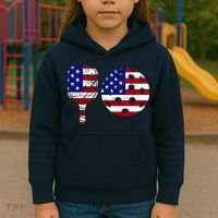 American Pickleball Paddle And Ball Kids Hoodie thumb 3