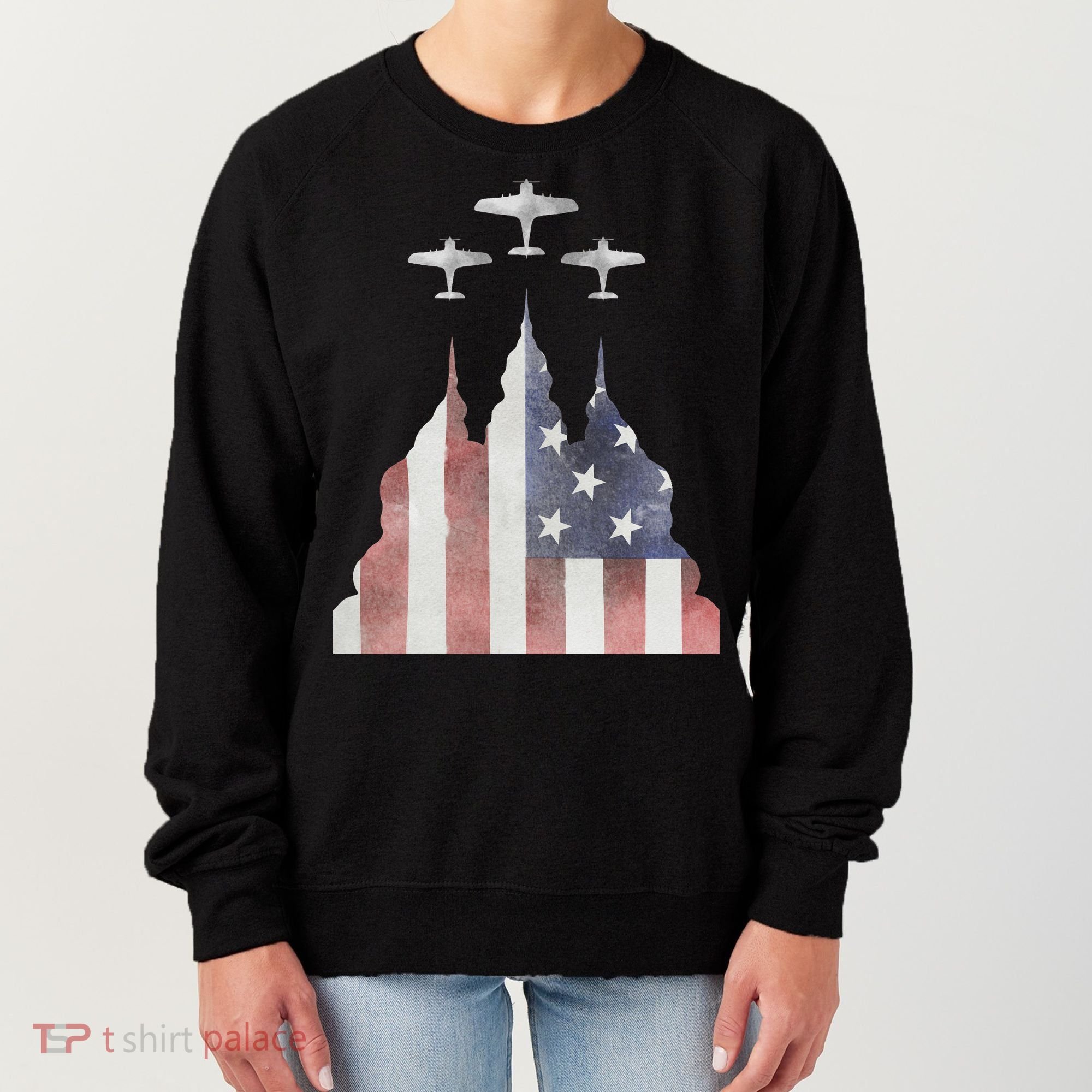 America Plane Patriotic Women's Sweatshirt