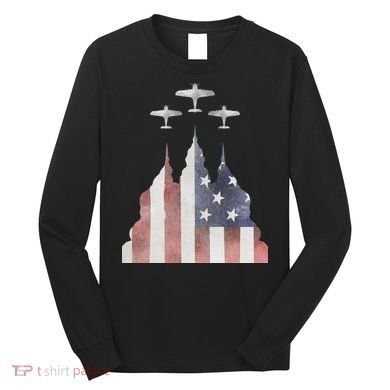 America Plane Patriotic Long Sleeve Shirt