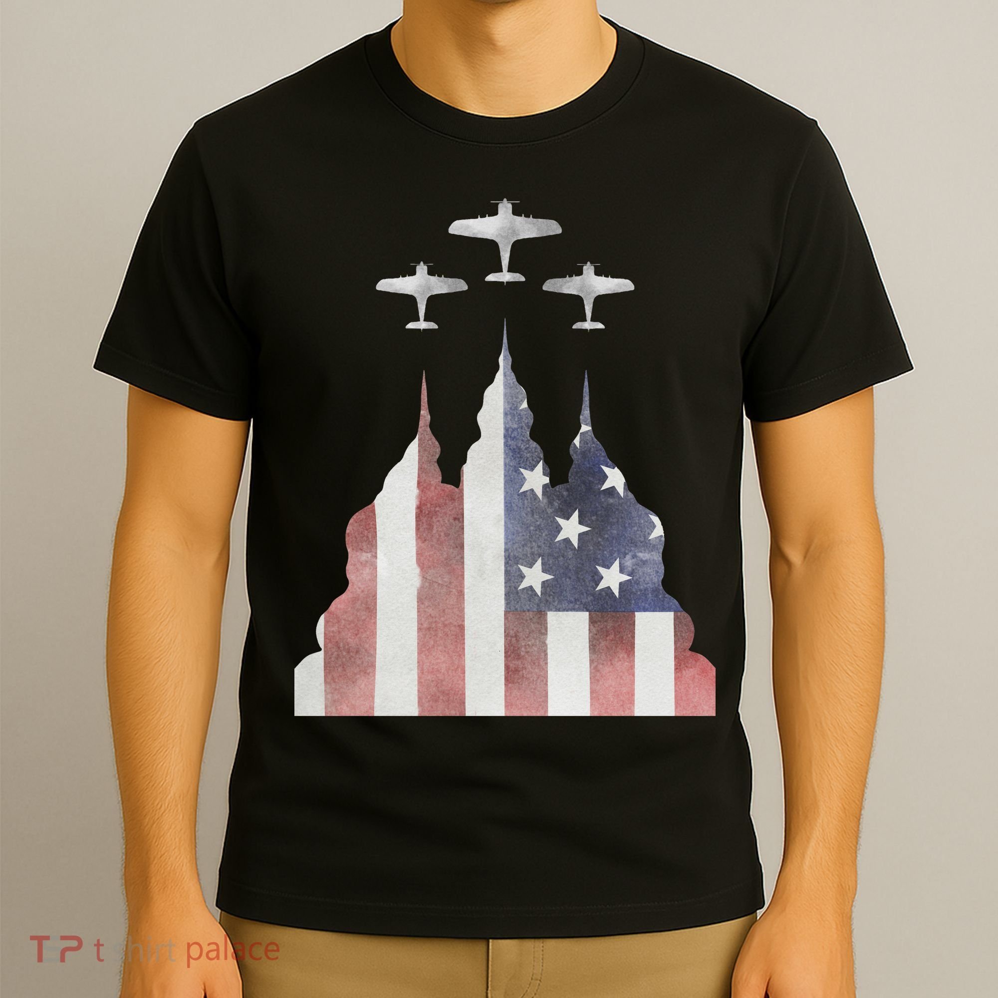 America Plane Patriotic T-Shirt