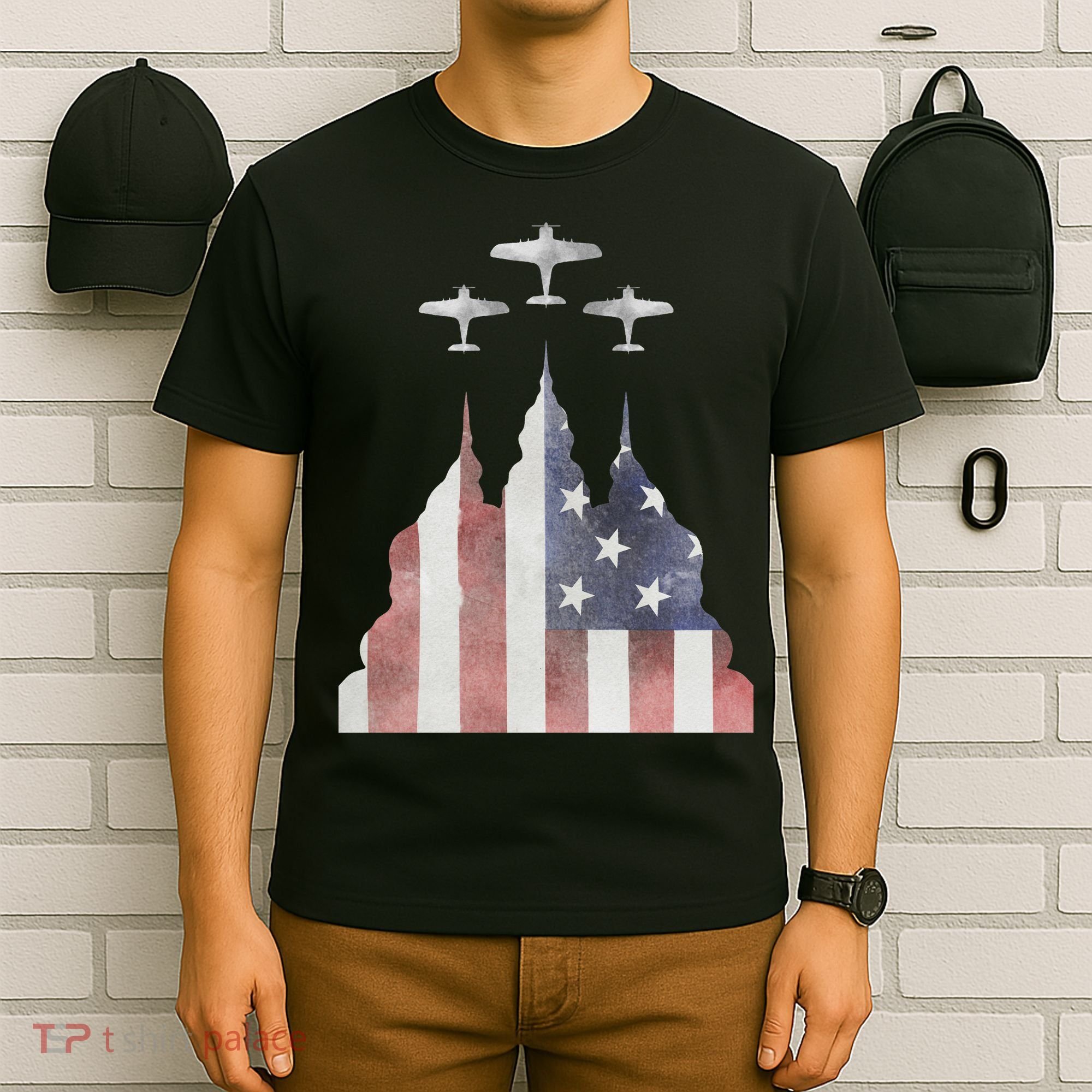 America Plane Patriotic T-Shirt