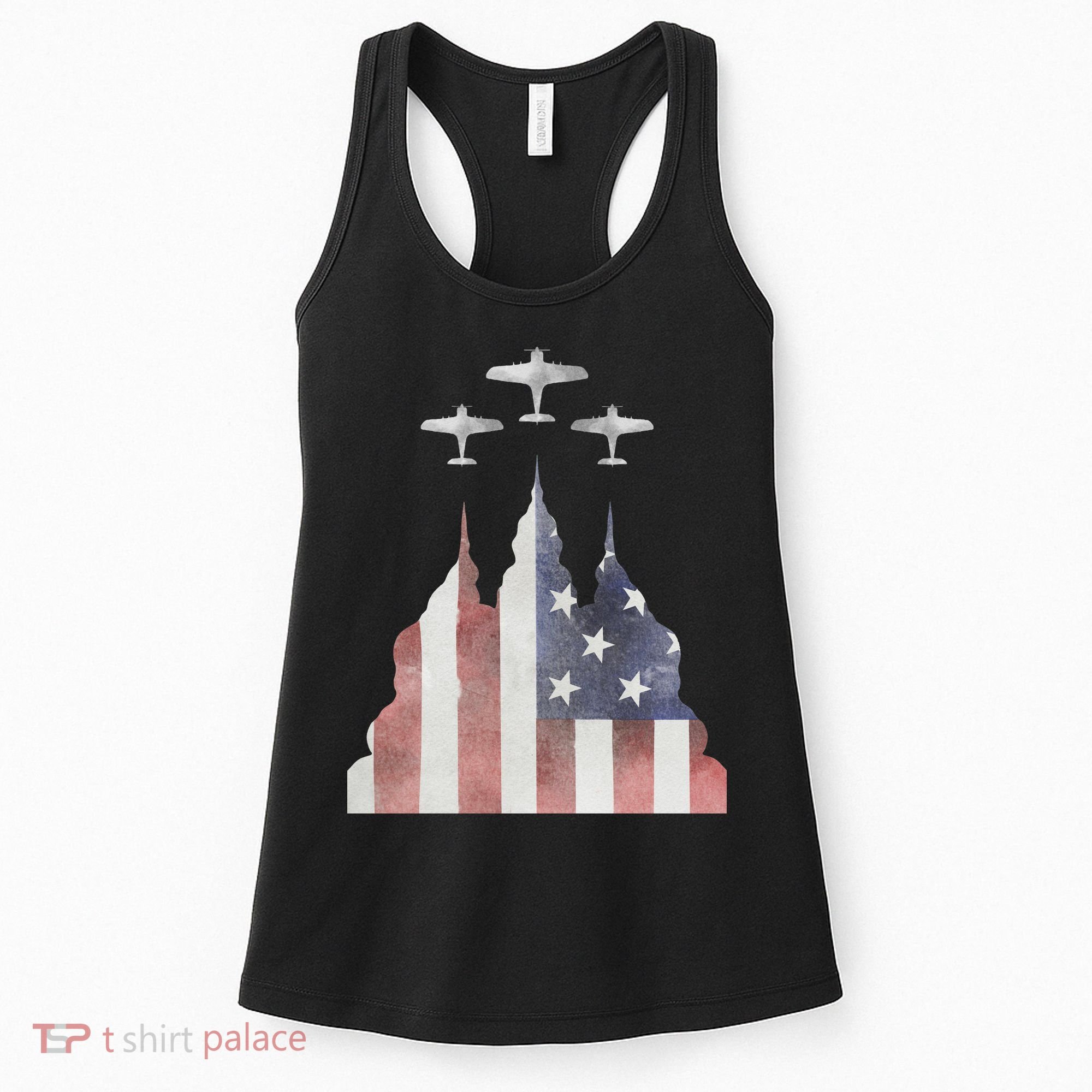 America Plane Patriotic Women's Tank Top