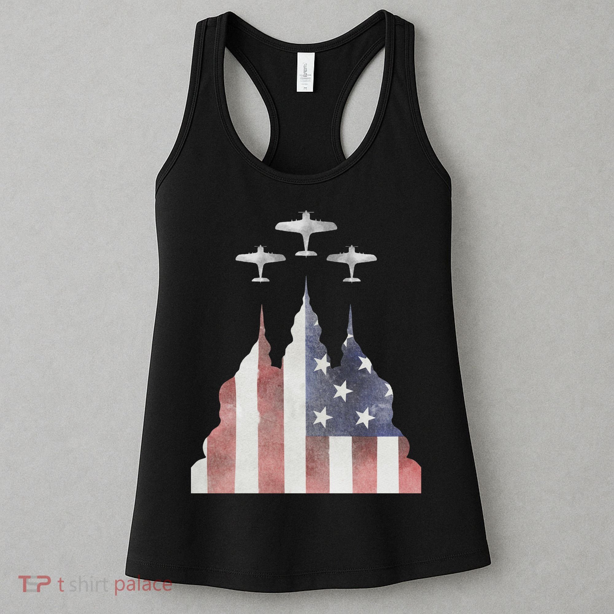 America Plane Patriotic Women's Tank Top